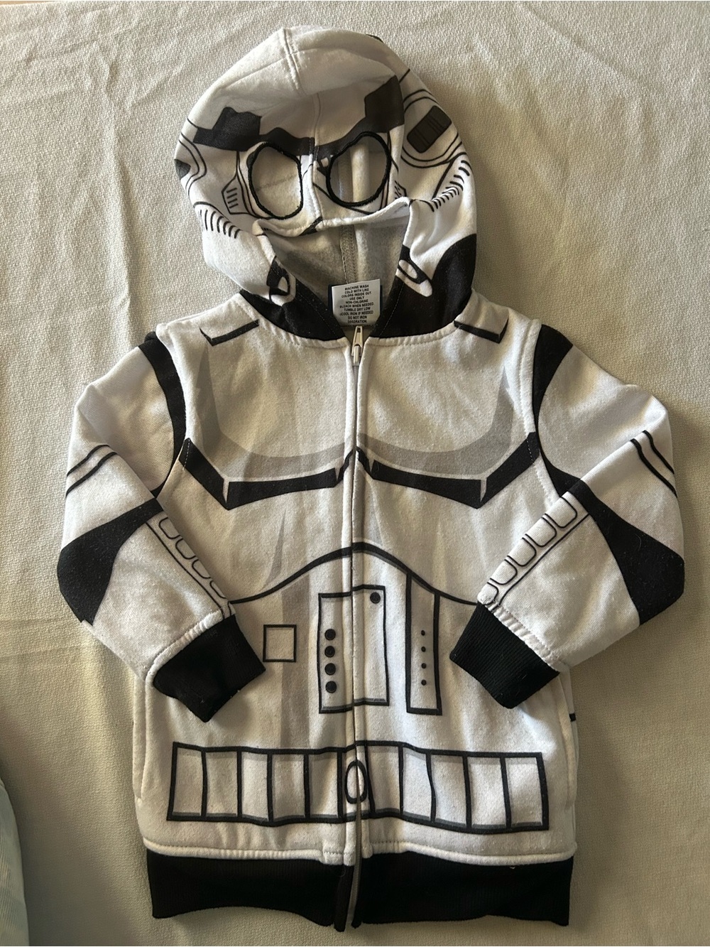 Star Wars Storm Trooper Hoodie Toddler Size 3T Full Zip Logo Face Mask Hood